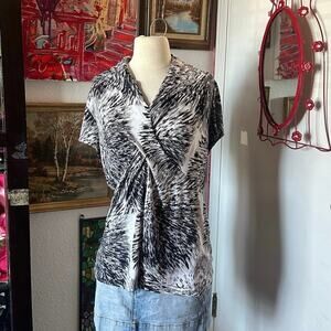 dressbarn white black gray sequin blouse